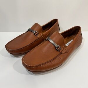 STEVE MADDEN MEN’S Senna Leather Brown Cognac Loafers Dress Shoes SENN01M1